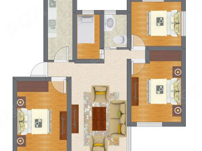 4室1厅 86.90平米