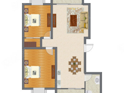 2室2厅 133.95平米户型图