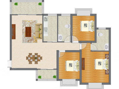 3室2厅 98.33平米