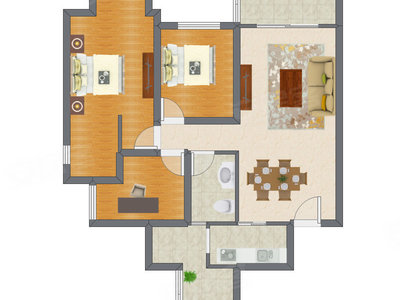 3室2厅 98.54平米