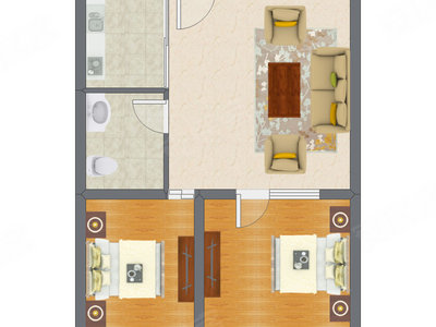 2室1厅 76.64平米