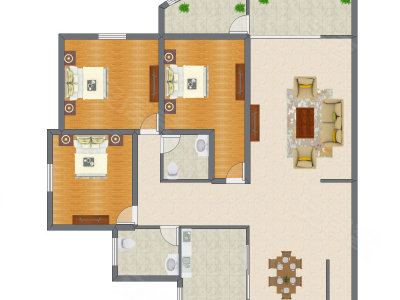 3室2厅 165.38平米