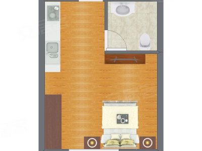 1室1厅 24.64平米户型图