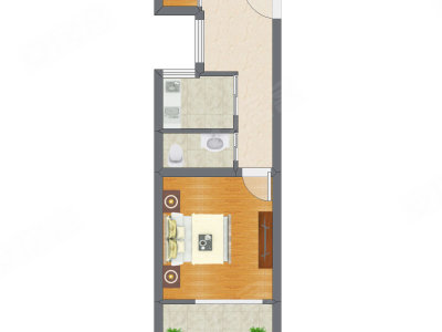 1室1厅 42.42平米户型图