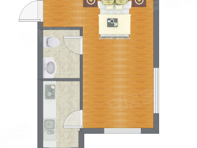 1室1厅 47.04平米户型图