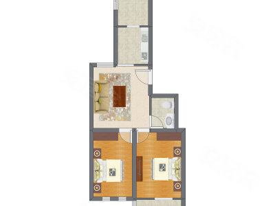 2室1厅 80.54平米户型图