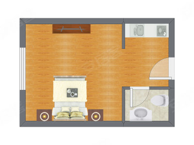 1室1厅 23.81平米户型图