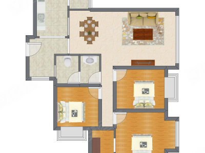 3室2厅 92.54平米户型图