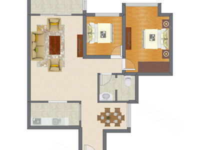 2室2厅 83.91平米