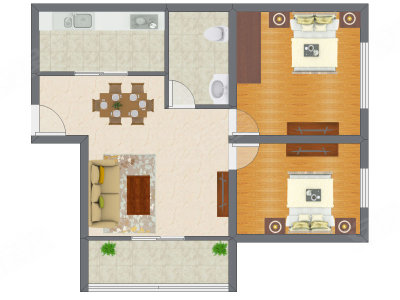 2室1厅 78.80平米户型图