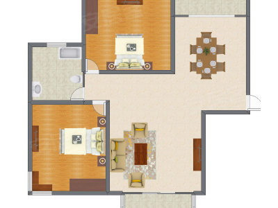 2室2厅 131.72平米户型图