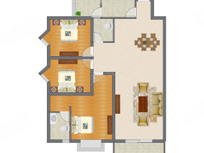 3室2厅 131.89平米