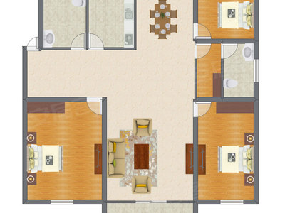 3室2厅 123.76平米