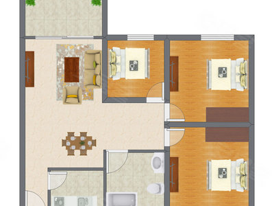 3室2厅 81.50平米