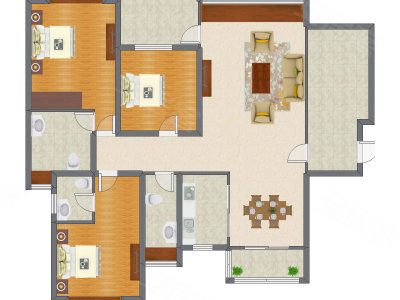 3室2厅 160.26平米户型图