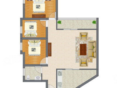 3室1厅 88.11平米
