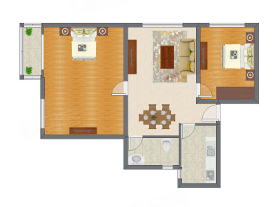 2室1厅 120.00平米户型图