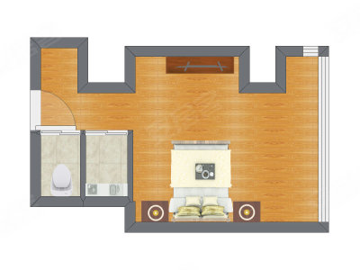 1室0厅 39.34平米户型图
