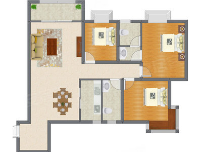 3室2厅 122.64平米