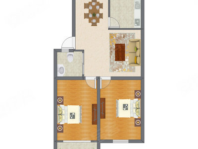 2室2厅 96.95平米户型图