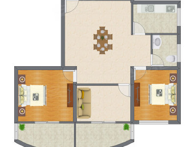 2室2厅 122.00平米