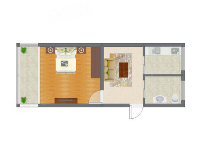 1室1厅 41.99平米户型图