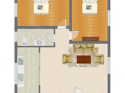 2室1厅 84.30平米户型图