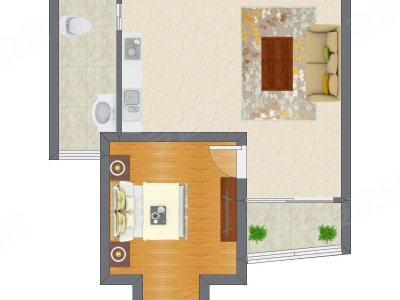 1室1厅 60.16平米户型图