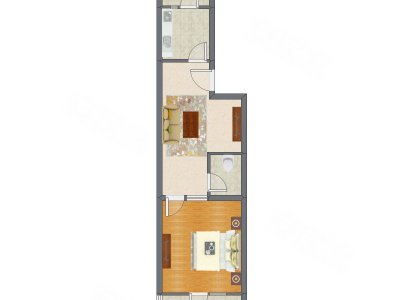 1室1厅 62.25平米户型图
