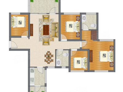 4室2厅 123.49平米