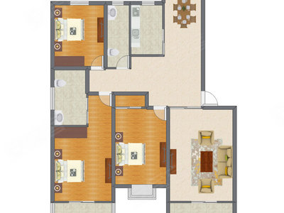 3室2厅 144.80平米