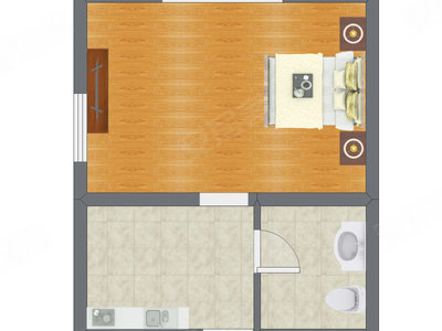 1室0厅 49.54平米户型图