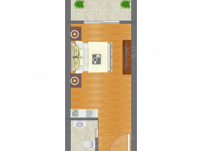 1室0厅 18.56平米户型图