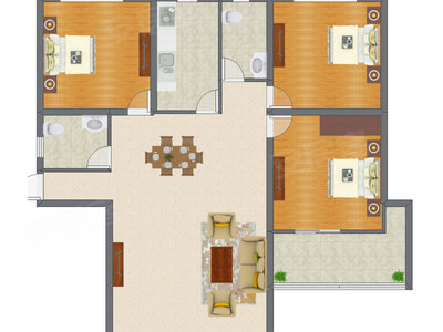 3室2厅 136.30平米
