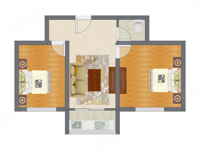 2室1厅 70.24平米