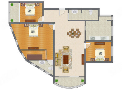 3室2厅 153.61平米户型图