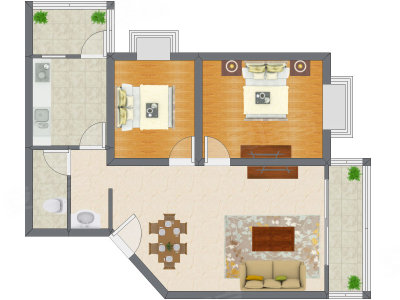 2室2厅 83.20平米户型图