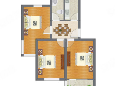 3室1厅 75.15平米