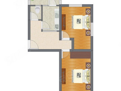 2室1厅 55.28平米