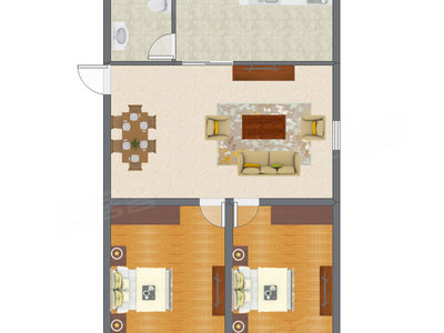 2室2厅 76.11平米