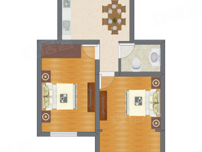 2室1厅 40.65平米