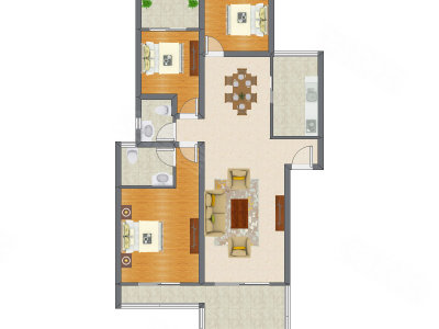 3室2厅 132.28平米户型图