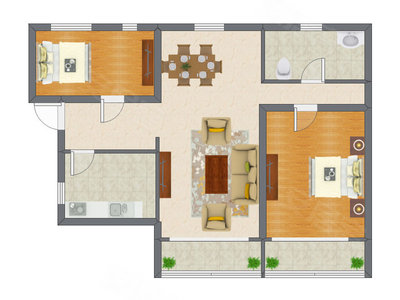 2室2厅 145.41平米户型图
