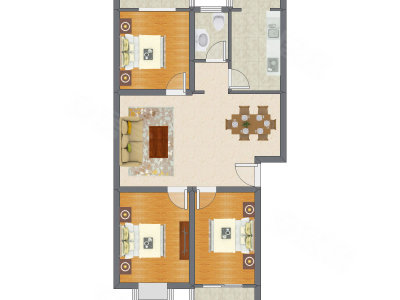 3室2厅 104.39平米户型图