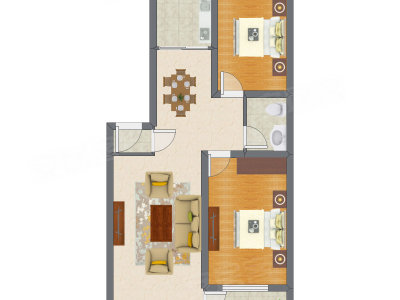 2室2厅 85.48平米户型图