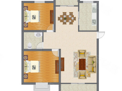 2室2厅 81.51平米户型图