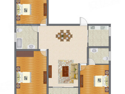 3室2厅 117.50平米户型图