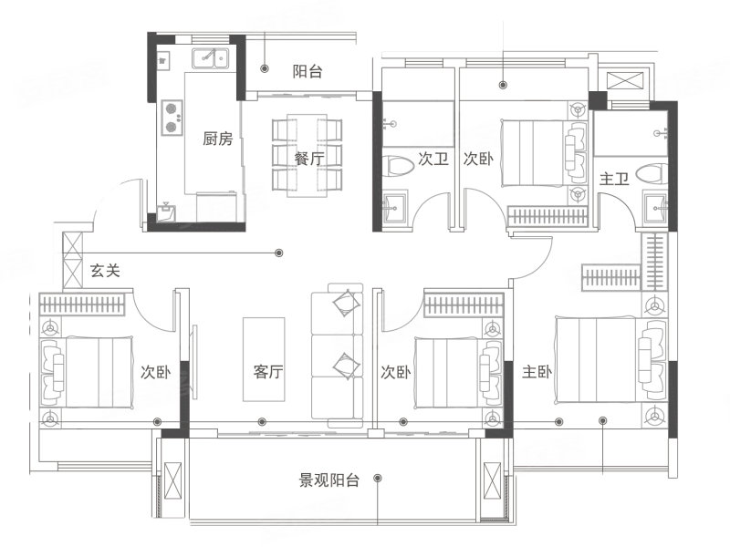 江铃祥云学府4室2厅118㎡142万二手房图片