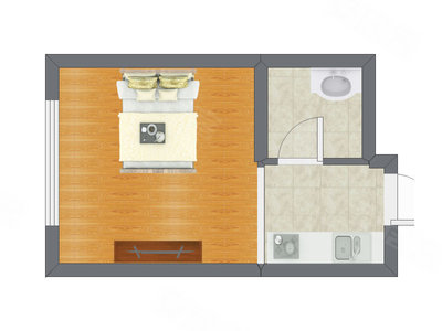 1室0厅 19.20平米户型图