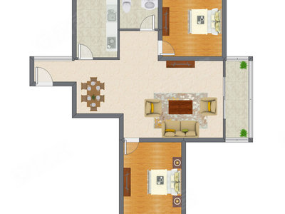 2室2厅 81.01平米